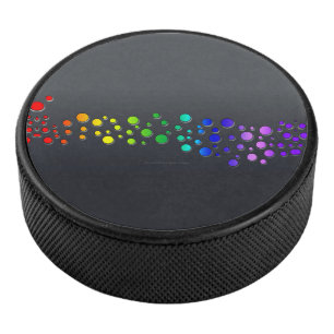 SlipperyJoe love bubbles red orange yellow green c Hockey Puck