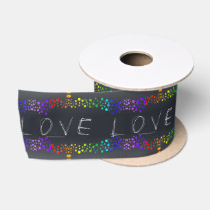 SlipperyJoe love bubbles red orange yellow green c Satin Ribbon