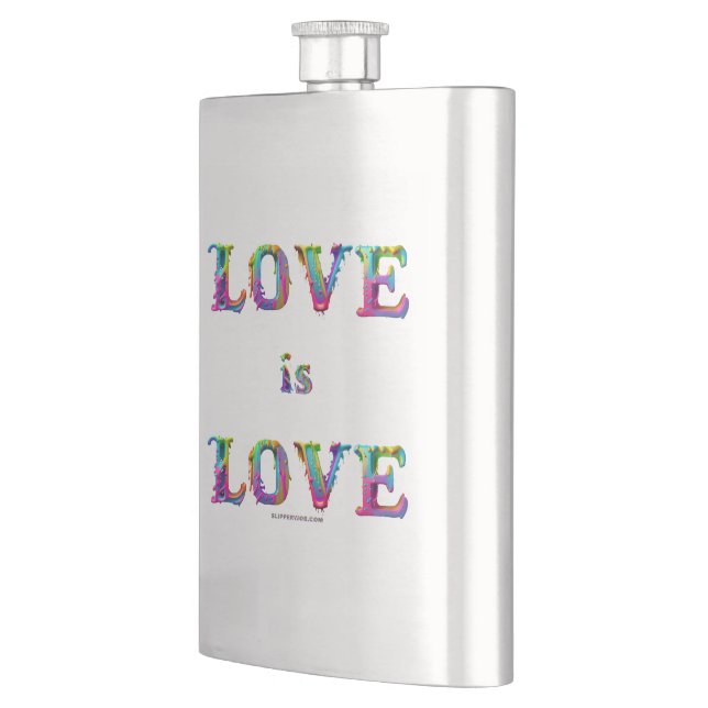 SlipperyJoe love is love dripping melting dynamic  Hip Flask (Left)