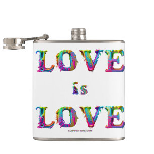 SlipperyJoe love is love dripping melting dynamic  Hip Flask