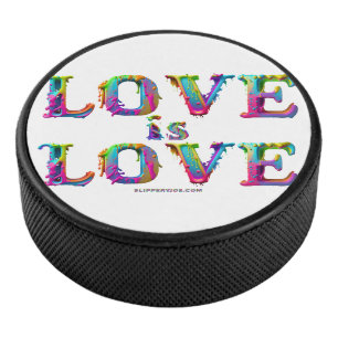 SlipperyJoe love is love dripping melting dynamic  Hockey Puck