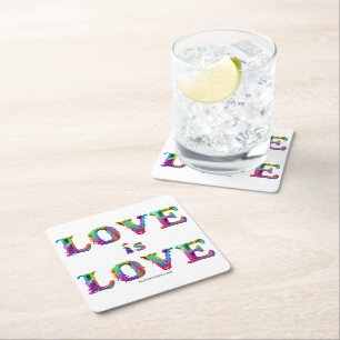 SlipperyJoe love is love dripping melting dynamic  Square Paper Coaster