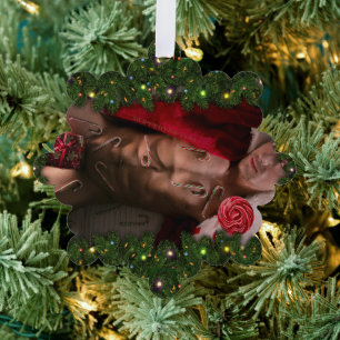 SlipperyJoe male chest six pack stomach bare torso Tree Decoration Card