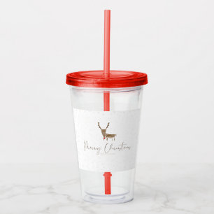 SlipperyJoe Merry Christmas reindeer red-nose antl Acrylic Tumbler