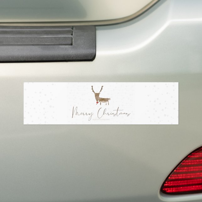 SlipperyJoe Merry Christmas reindeer red-nose antl Bumper Sticker (On Car)