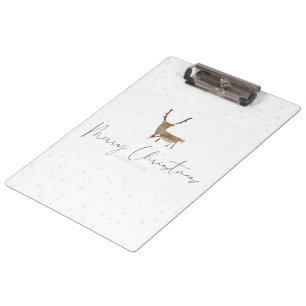 SlipperyJoe Merry Christmas reindeer red-nose antl Clipboard