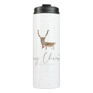 SlipperyJoe Merry Christmas reindeer red-nose antl Thermal Tumbler