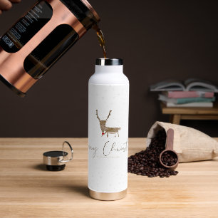 SlipperyJoe Merry Christmas reindeer red-nose antl Water Bottle