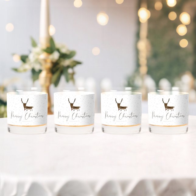 SlipperyJoe Merry Christmas reindeer red-nose antl Whiskey Glass (Insitu (Wedding))