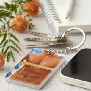 SlipperyJoe muscular man abs locker room tiled flo Key Ring