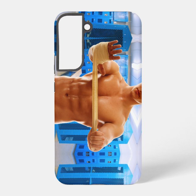SlipperyJoe muscular man abs locker room tiled flo Samsung Galaxy S22+ Case (Back)
