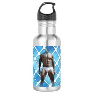 SlipperyJoe muscular man six-pack abs male white u 532 Ml Water Bottle