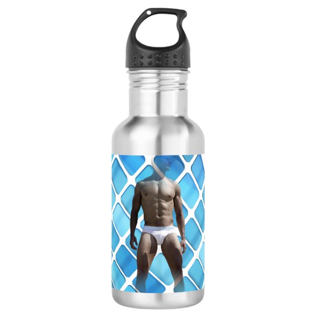 SlipperyJoe muscular man six-pack abs male white u 532 Ml Water Bottle (Front)