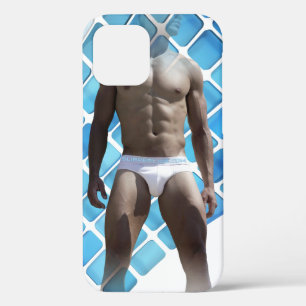 SlipperyJoe muscular man six-pack abs male white u iPhone 12 Pro Case