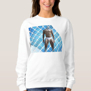 SlipperyJoe muscular man six-pack abs male white u Sweatshirt