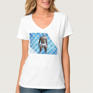 SlipperyJoe muscular man six-pack abs male white u T-Shirt