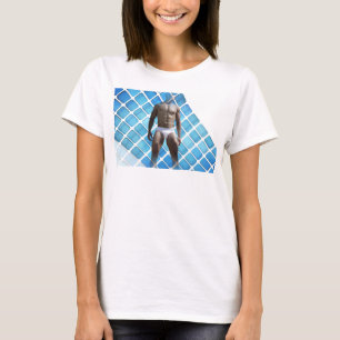 SlipperyJoe muscular man six-pack abs male white u T-Shirt