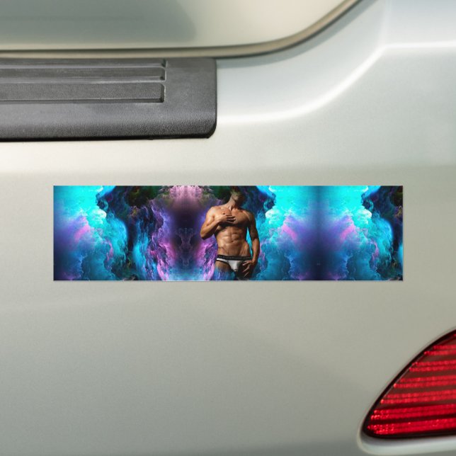 SlipperyJoe muscular man underwear bulge vibrant h Bumper Sticker (On Car)