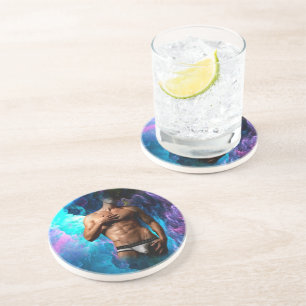 SlipperyJoe muscular man underwear bulge vibrant h Coaster