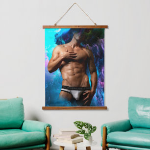 SlipperyJoe muscular man underwear bulge vibrant h Hanging Tapestry