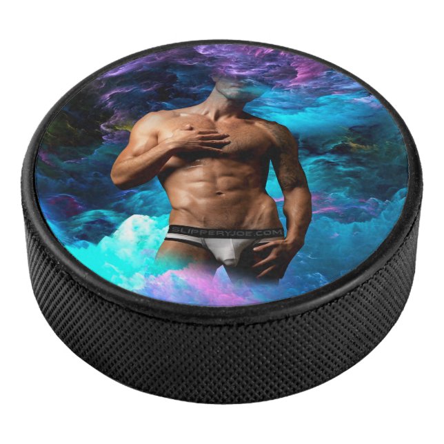 SlipperyJoe muscular man underwear bulge vibrant h Hockey Puck (3/4)
