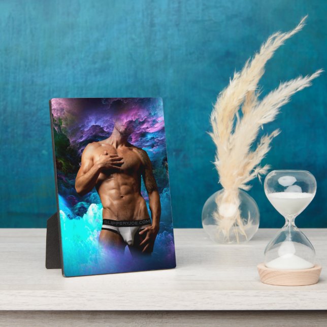 SlipperyJoe muscular man underwear bulge vibrant h Plaque (Side)