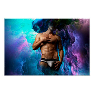 SlipperyJoe muscular man underwear bulge vibrant h Poster