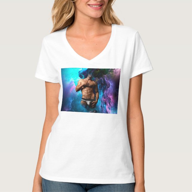 SlipperyJoe muscular man underwear bulge vibrant h T-Shirt (Front)