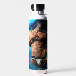 SlipperyJoe muscular man underwear bulge vibrant h Water Bottle