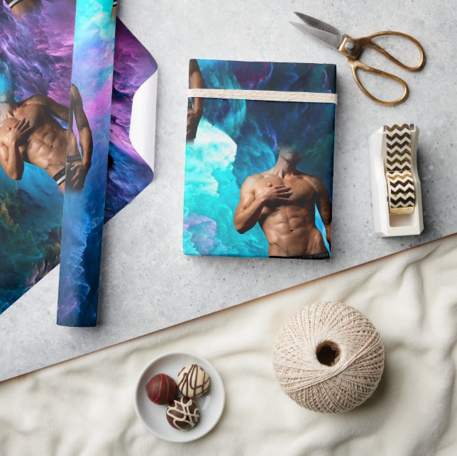 SlipperyJoe muscular man underwear bulge vibrant h Wrapping Paper (Crafts)