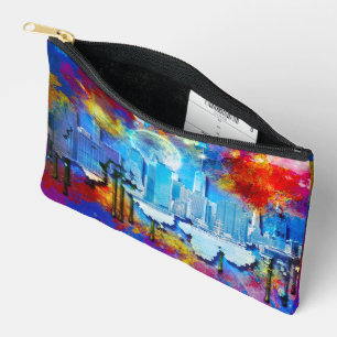SlipperyJoe NYC graffiti moon surrounded swirling Accessory Pouch