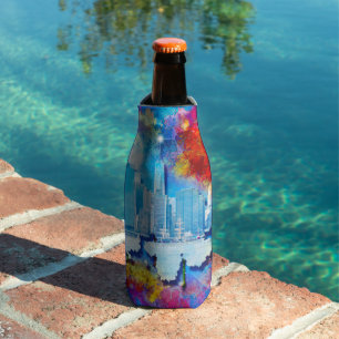 SlipperyJoe NYC graffiti moon surrounded swirling Bottle Cooler