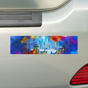 SlipperyJoe NYC graffiti moon surrounded swirling Bumper Sticker