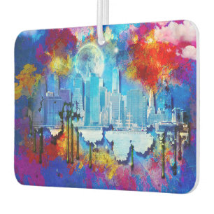 SlipperyJoe NYC graffiti moon surrounded swirling Car Air Freshener