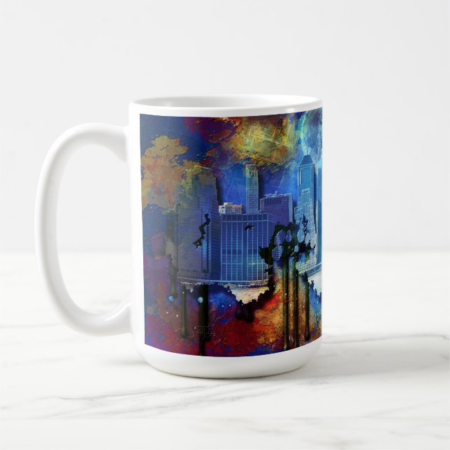 SlipperyJoe NYC graffiti moon surrounded swirling  Coffee Mug (Left)