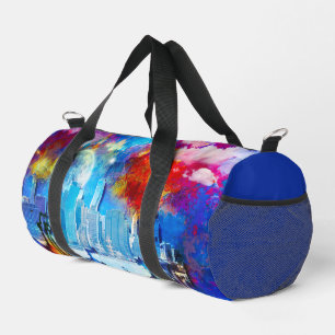 SlipperyJoe NYC graffiti moon surrounded swirling  Duffle Bag