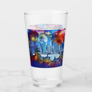 SlipperyJoe NYC graffiti moon surrounded swirling  Glass