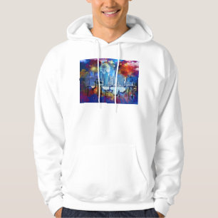 SlipperyJoe NYC graffiti moon surrounded swirling  Hoodie