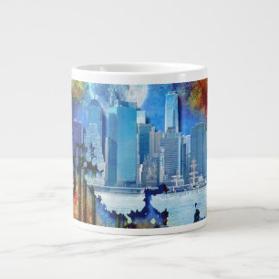 SlipperyJoe NYC graffiti moon surrounded swirling  Large Coffee Mug