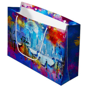 SlipperyJoe NYC graffiti moon surrounded swirling Large Gift Bag