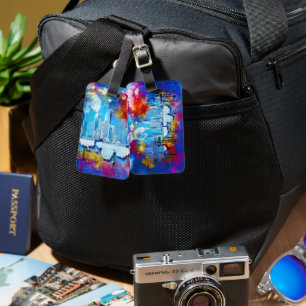 SlipperyJoe NYC graffiti moon surrounded swirling  Luggage Tag