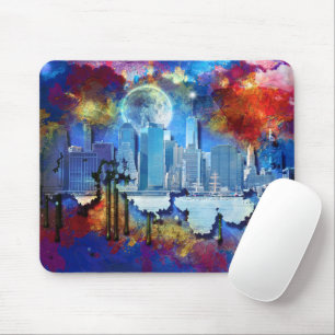 SlipperyJoe NYC graffiti moon surrounded swirling Mouse Pad
