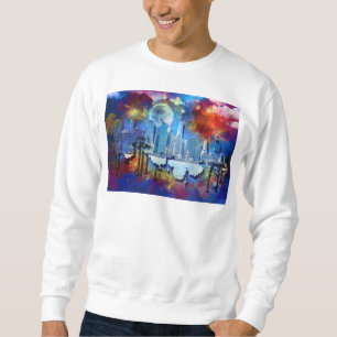 SlipperyJoe NYC graffiti moon surrounded swirling  Sweatshirt