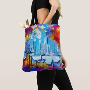 SlipperyJoe NYC graffiti moon surrounded swirling Tote Bag