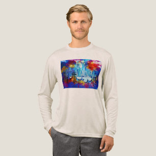 SlipperyJoe NYC graffiti moon surrounded swirling  Tri-Blend Shirt