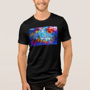SlipperyJoe NYC graffiti moon surrounded swirling  Tri-Blend Shirt