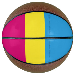 SlipperyJoe pansexual pride flag pink amber and cy Basketball