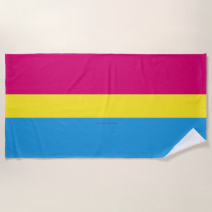 SlipperyJoe pansexual pride flag pink amber and cy Beach Towel