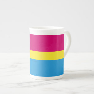 SlipperyJoe pansexual pride flag pink amber and cy Bone China Mug