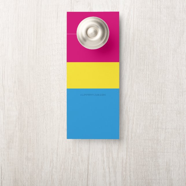 SlipperyJoe pansexual pride flag pink amber and cy Door Hanger (On Knob)